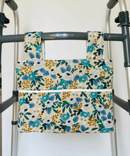 Load image into Gallery viewer, Rifle paper co Les Fleurs, floral walker bag, gift for grandma,  Rifle paper Co bag, stylish rollator bag, pretty walker tote
