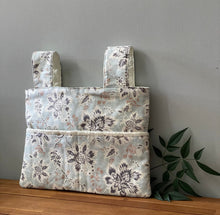 Load image into Gallery viewer, stylish blue walker bag, walker tote, walker bag with pockets, nursing home needs, hip replacement gift, walker bag for elderly
