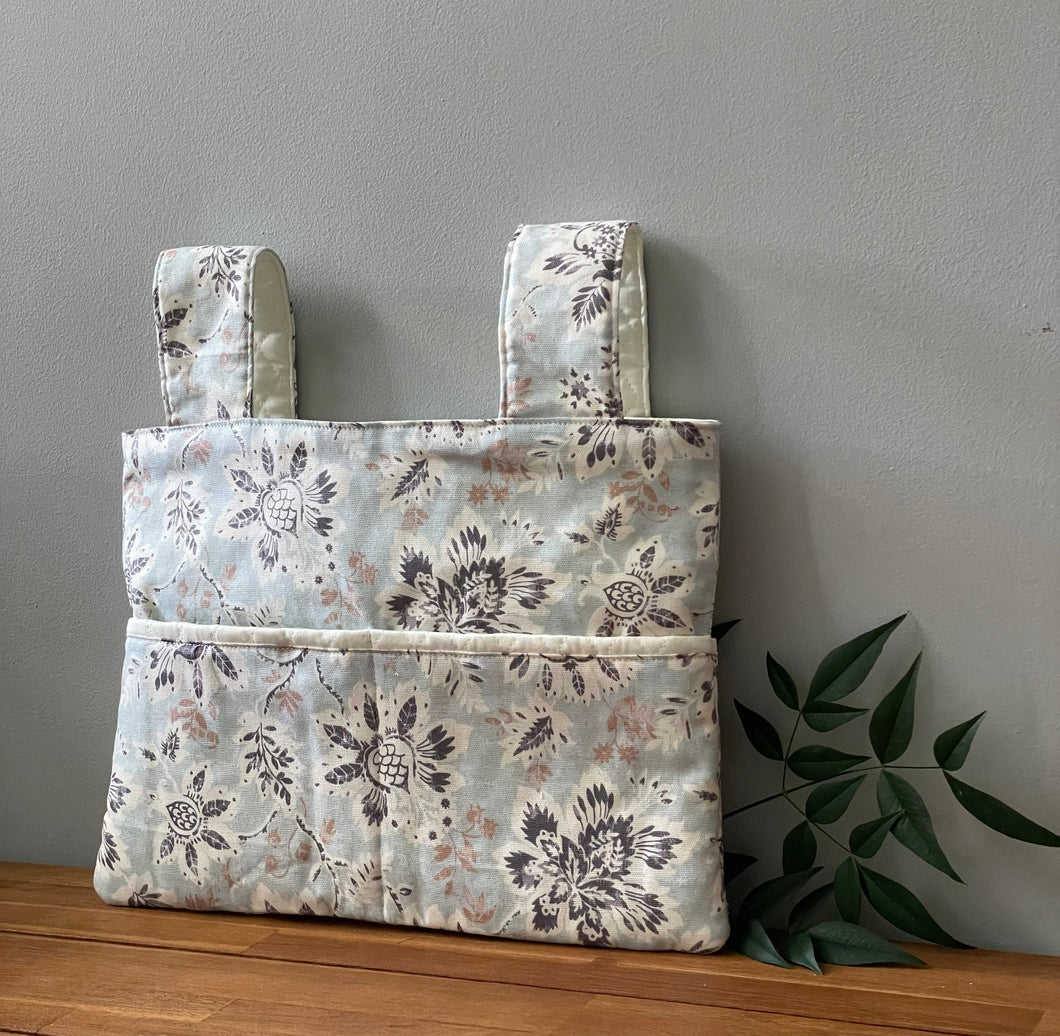 stylish blue walker bag, walker tote, walker bag with pockets, nursing home needs, hip replacement gift, walker bag for elderly