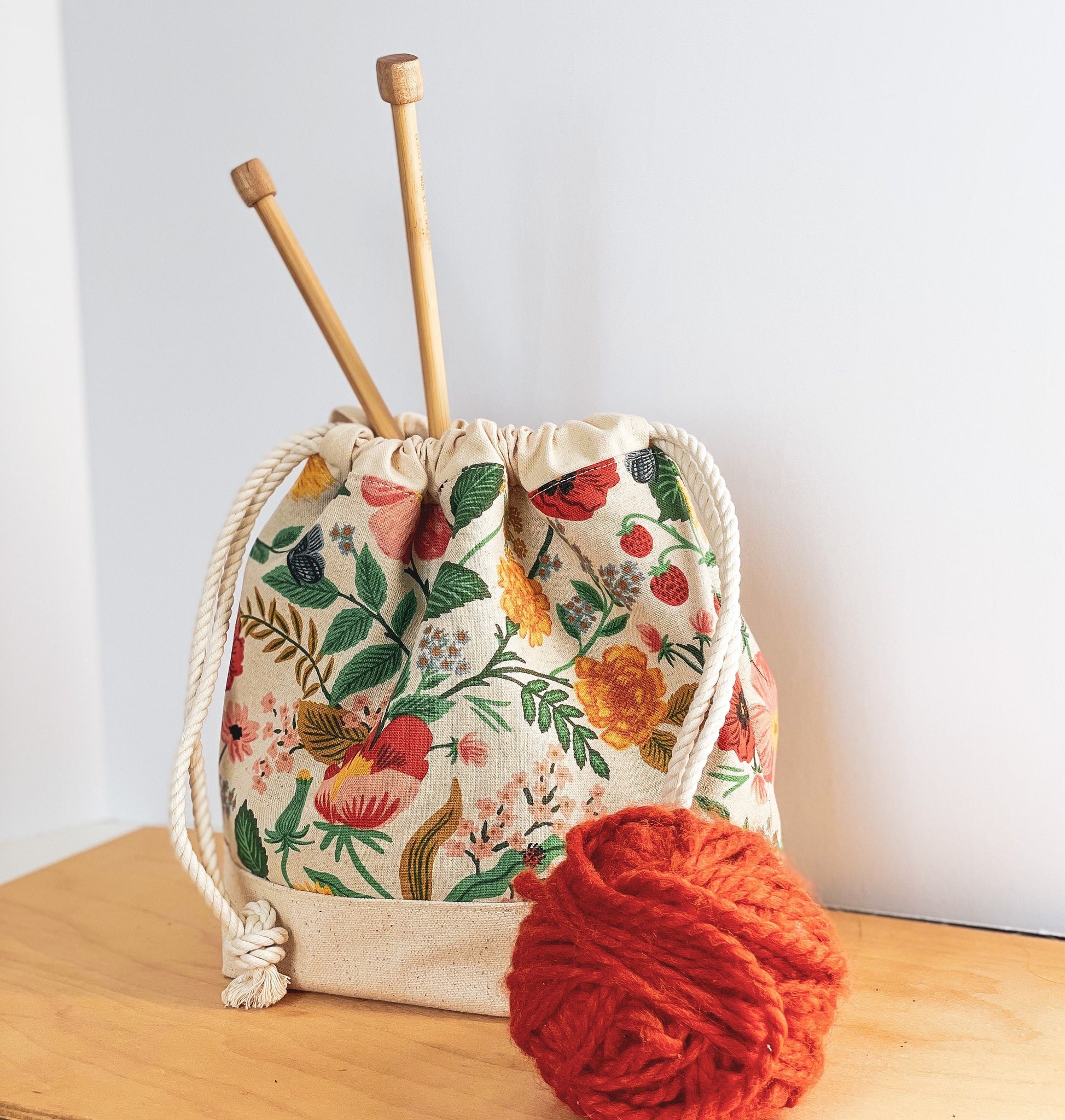 Floral Rifle Paper Co fabric knitting project bag – Grannys On the Go