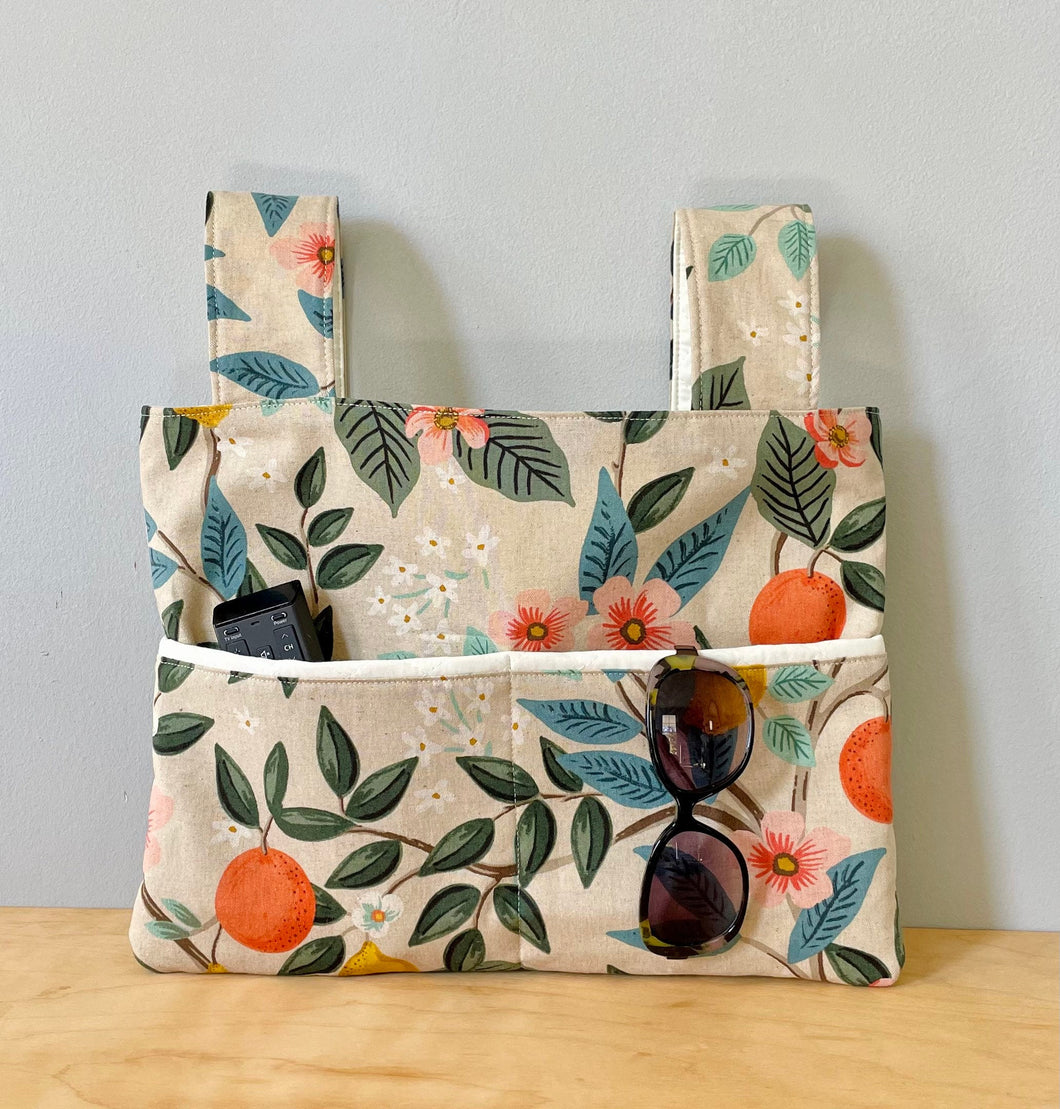 Mother's Day gift for grandma, Rifle Paper Co Bramble  walker bag, floral walker tote, walker caddy, rollator walker bag with pockets