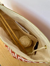 Load image into Gallery viewer, NEW! XL knitting project bag in navy Rifle Paper co fabric

