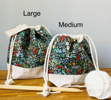 Load image into Gallery viewer, Mother’s Day knitting bag, crochet bag, Rifle paper Co bag, gift for crafters, gift for knitters, modern project storage bag,
